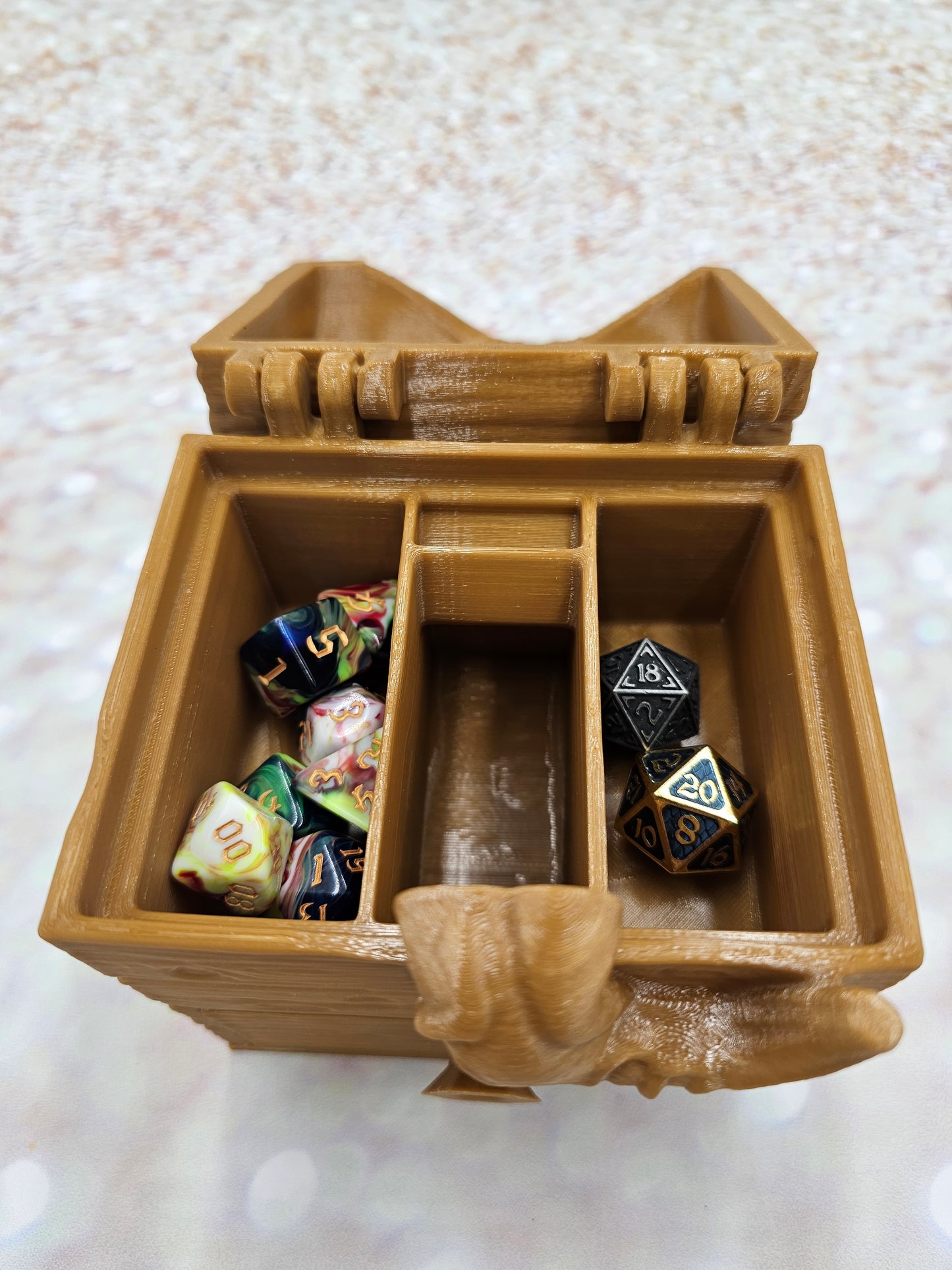 Mimic Chest Dice Tower with Storage