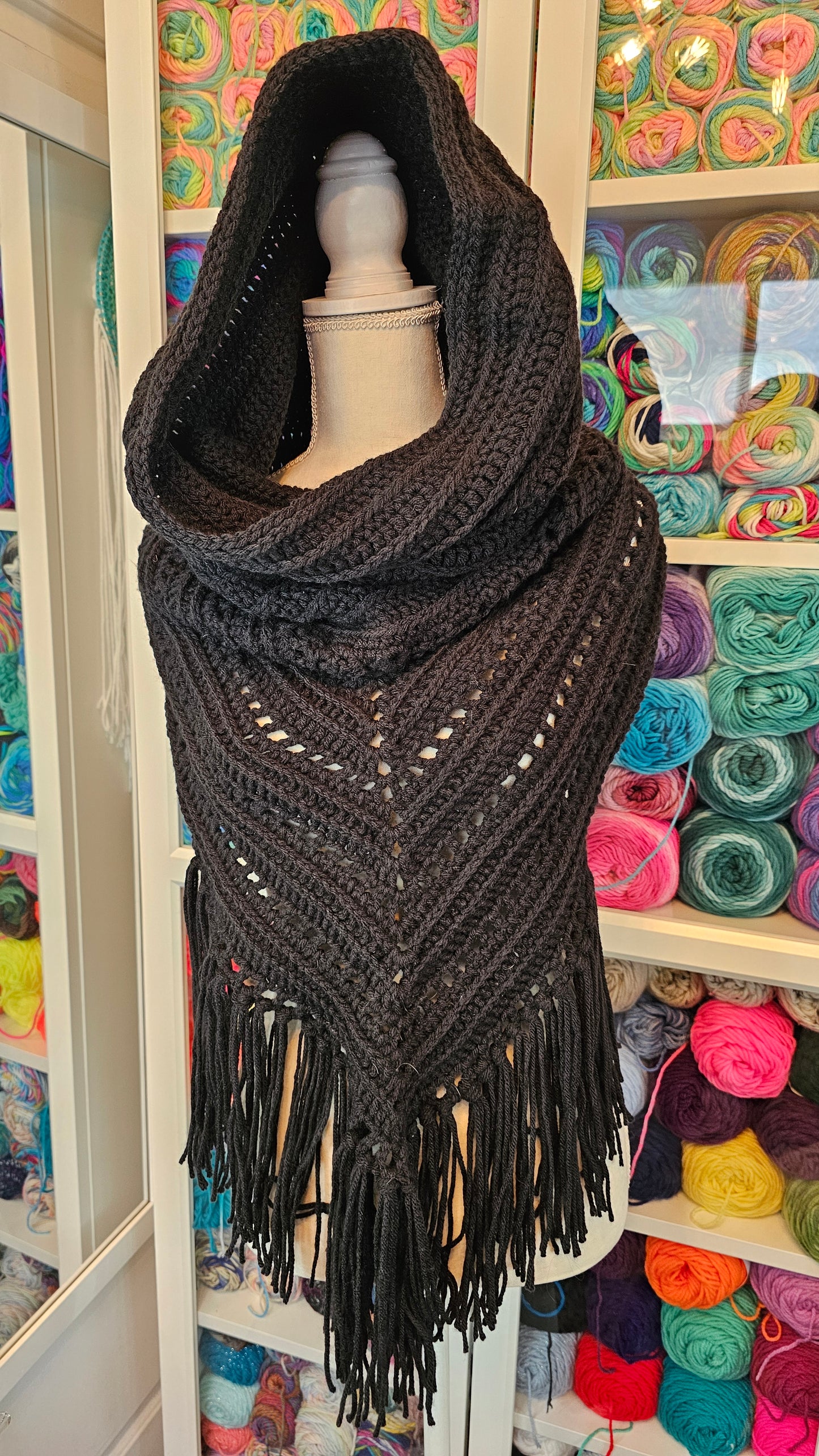 Wild Oleander Hooded Scarf (Black)
