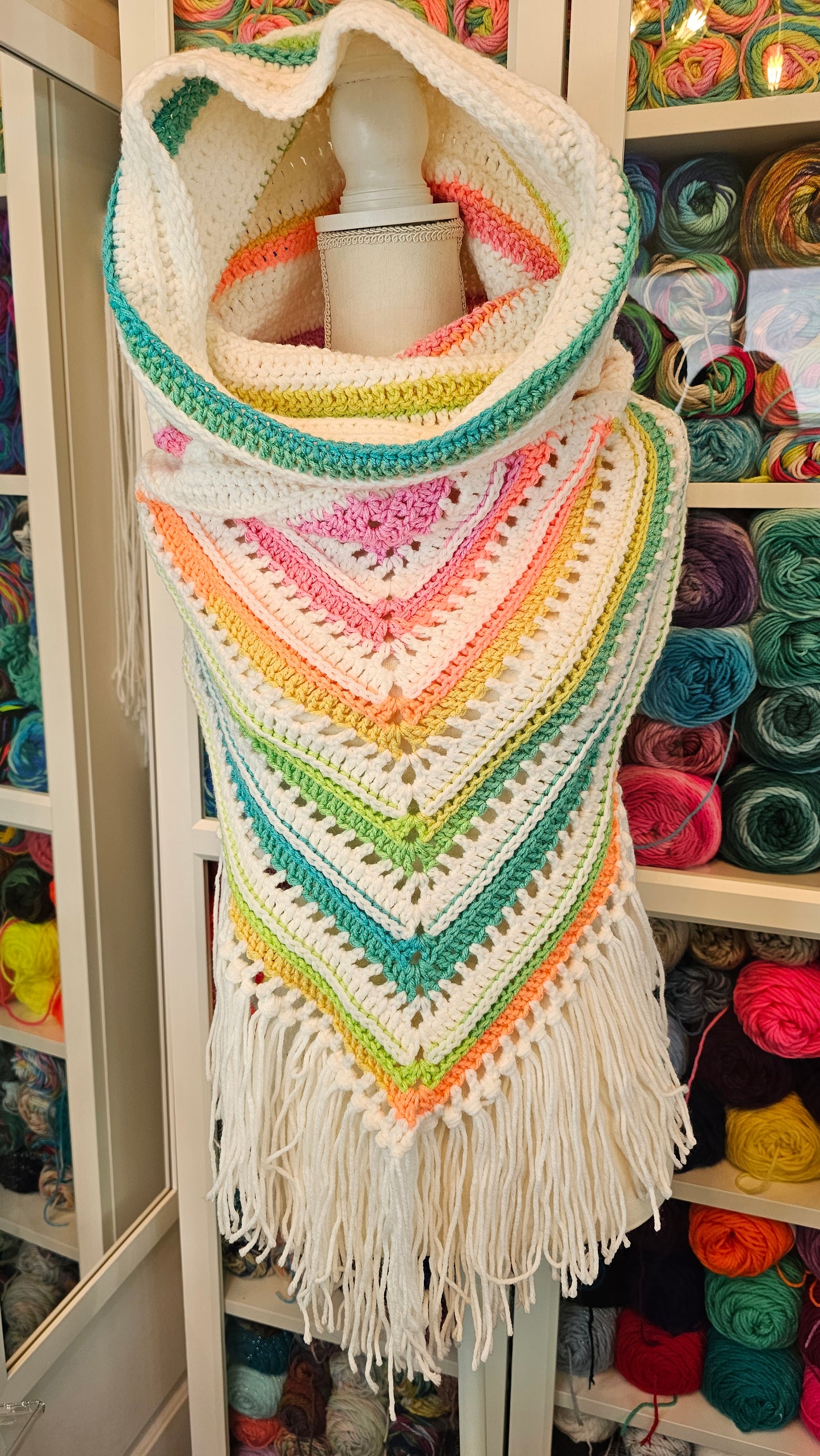 Wild Oleander Hooded Scarf (Retro Stripes)