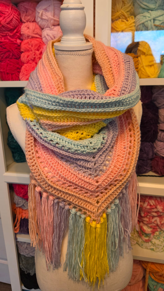 Wild Oleander Hooded Scarf Pastel Rainbow (Child Size)
