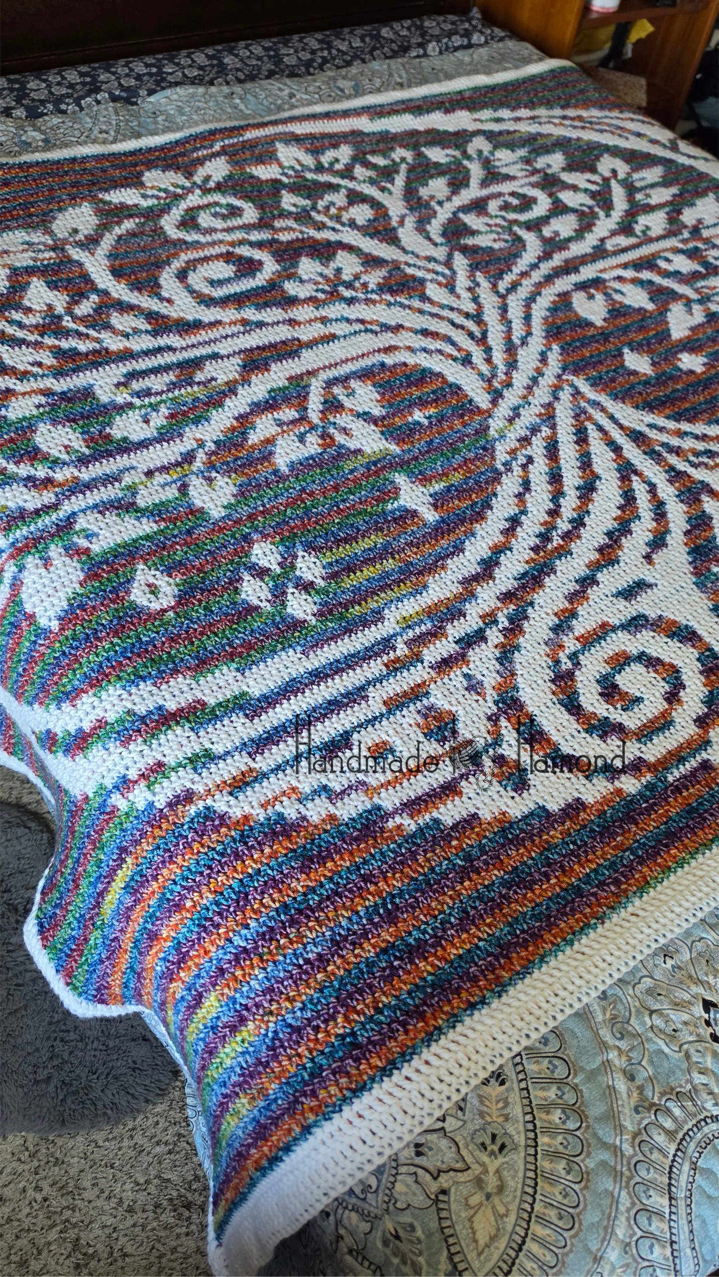 Lunar Tree of Life Mosaic Crochet Blanket