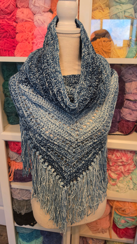 Wild Oleander Hooded Scarf Blue Ombre