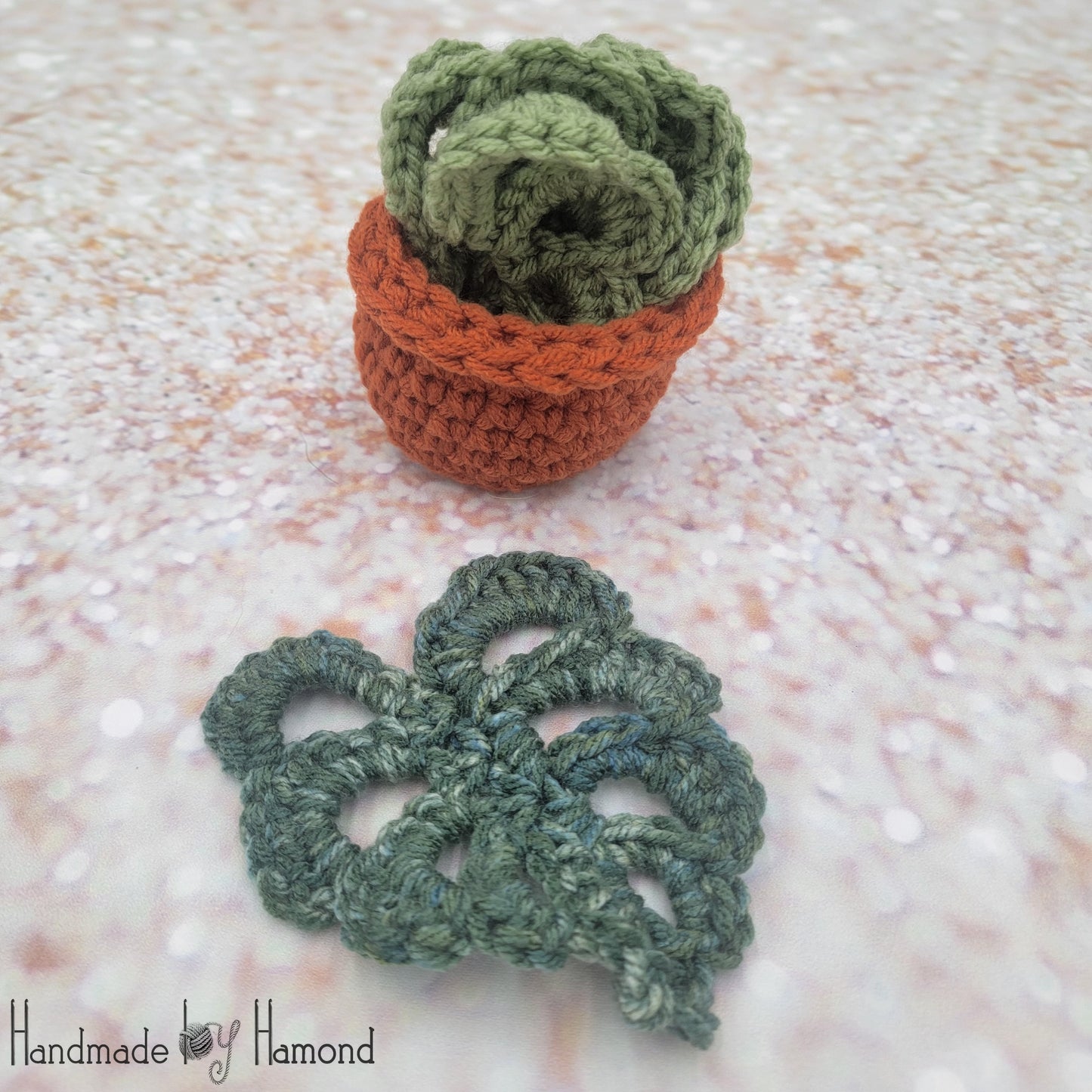 Crochet Monstera Coaster Set